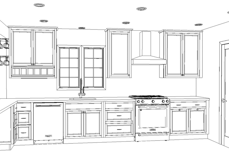 kitchen design drawing - 3D rendering drawing