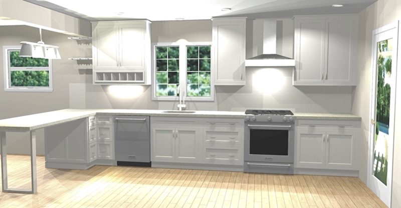 kitchen design drawing - 3D perspective in color