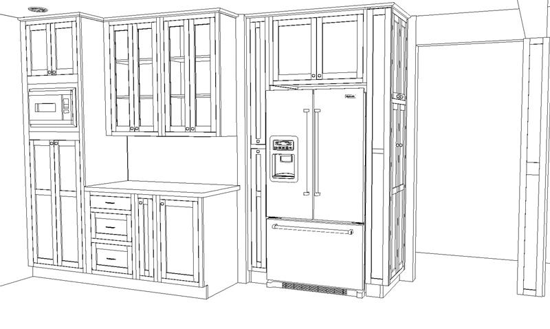 kitchen design drawing - 3D rendering drawing