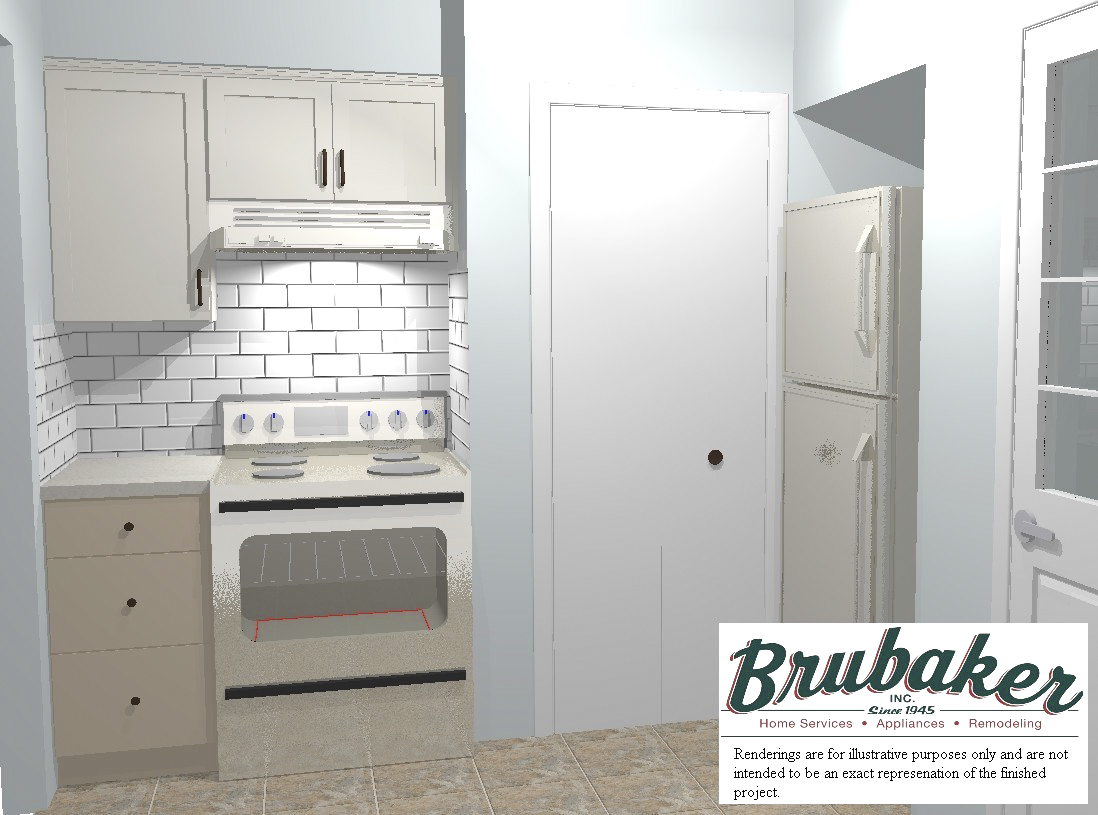 Kitchen stove and cabinet digital drawing.