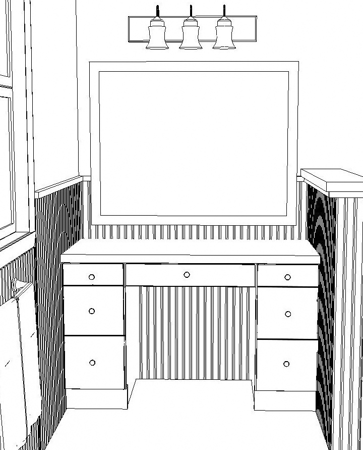 Bathroom remodel project sketch.