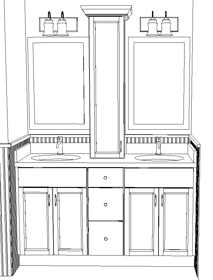 Bathroom remodel project sketch.