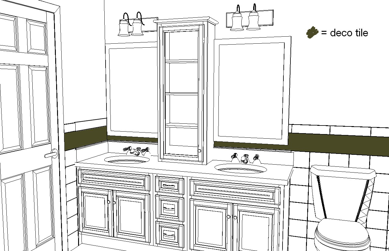 Bathroom remodel project sketch.