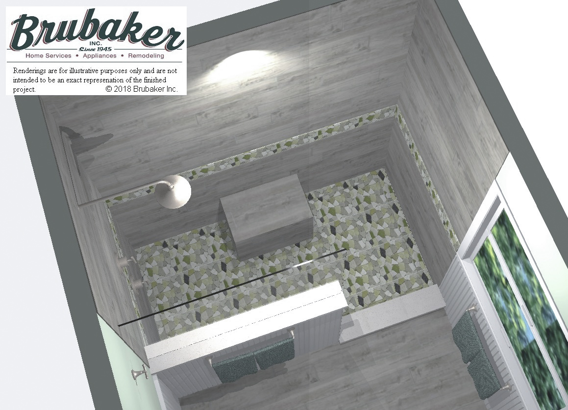Bathroom remodel project 3D render.