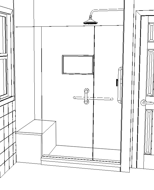Bathroom remodel project sketch.