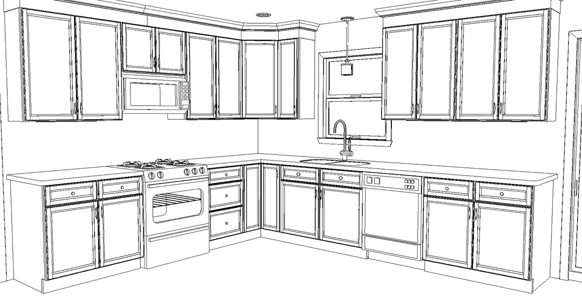 Kitchen remodel sketch.