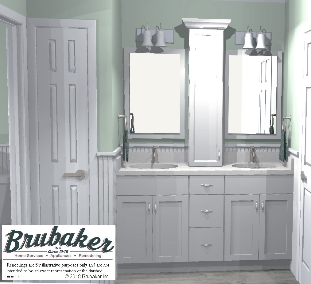 Bathroom remodel project 3D render.