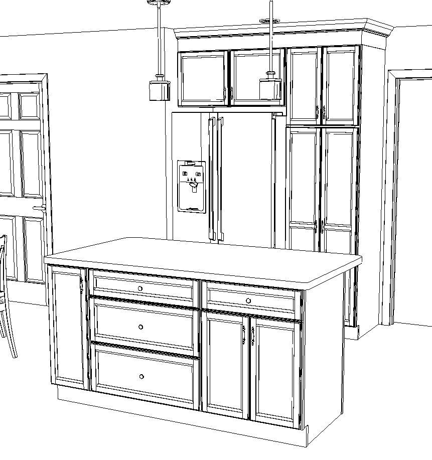Kitchen remodel sketch.