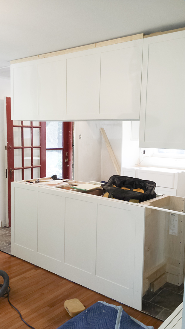 A kitchen in the process of being remodeled.