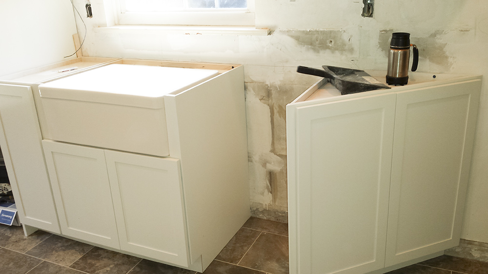 A kitchen in the process of being remodeled.