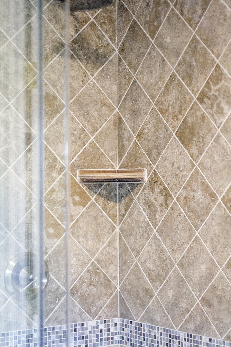 A tiled shower.