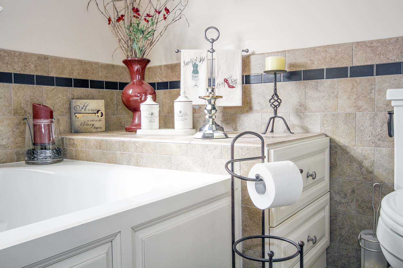 Bathroom tiling.