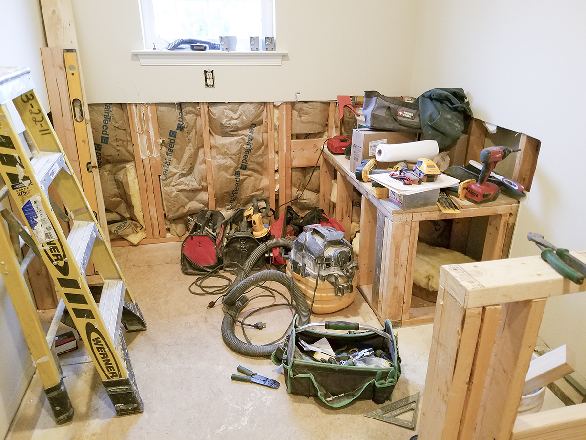 A bathroom being remodeled.