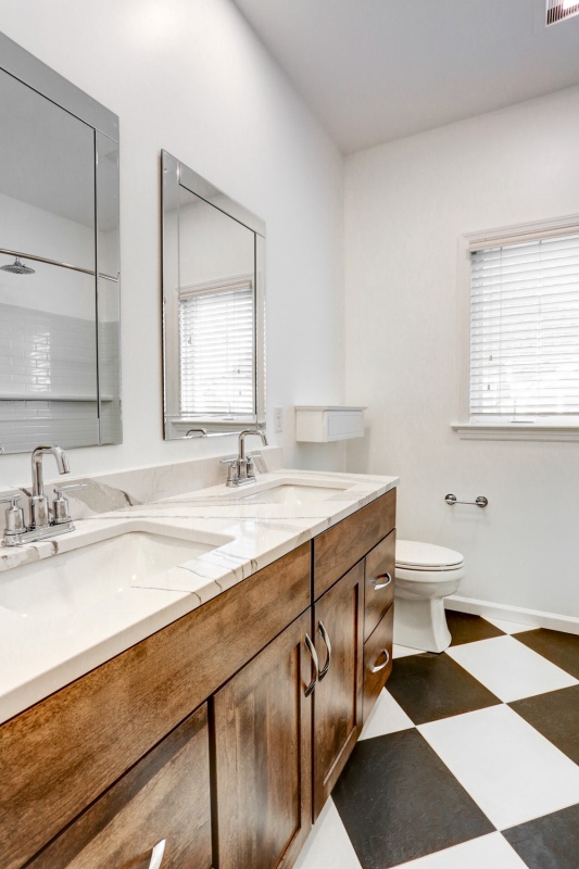 remodeled bathroom sink and toilet