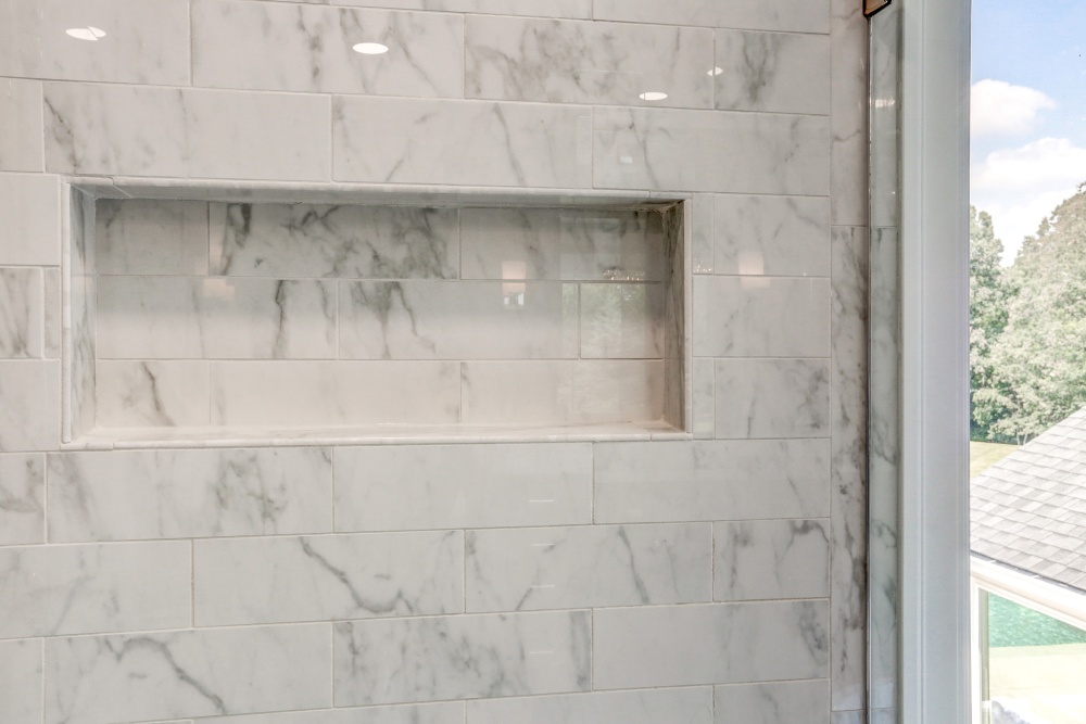 recessed shower nook for shampoo bottles