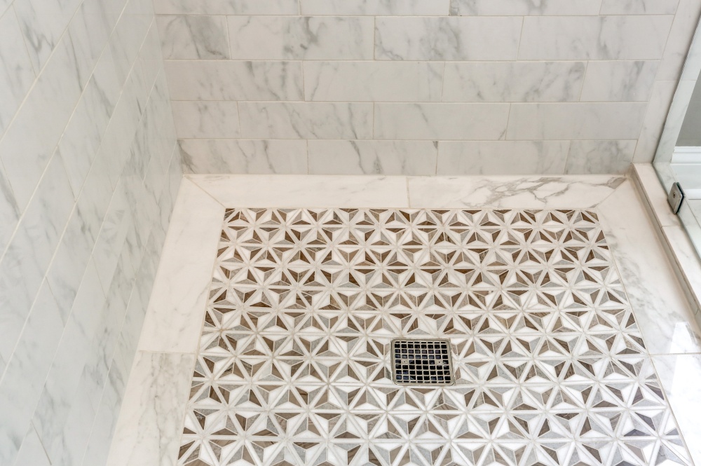 intricate shower flooring tile