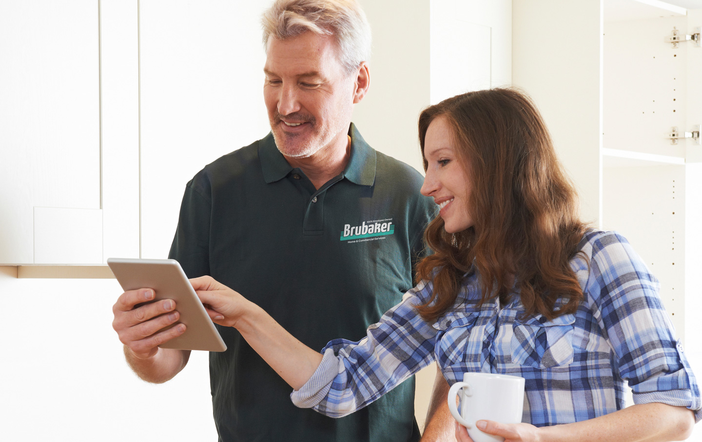 Technician with customer